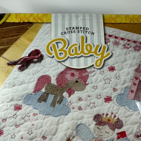 Cross Stitch Kit Fairytale Princess Crib Cover Baby Bucilla Stamped 47664 34x43 - Picture 3 of 11